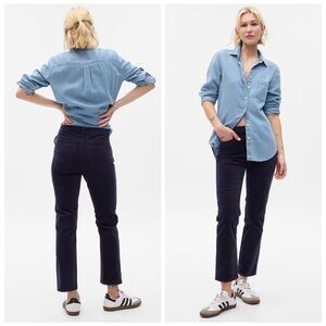 Gap High Rise Corduroy Vintage Slim Pants Corduroy Navy Uniform Trousers Sz 30